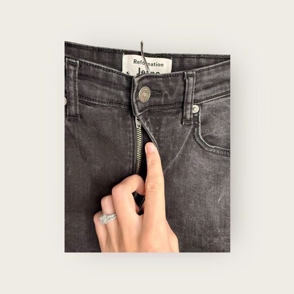Reformation Emma High Rise Wide Leg Jeans Black Size 27 - Picture 4 of 6